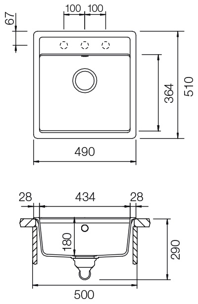 Set 11-5 Dřez Mono N-100S + kuchyňská baterie SC-510 barevní 554120