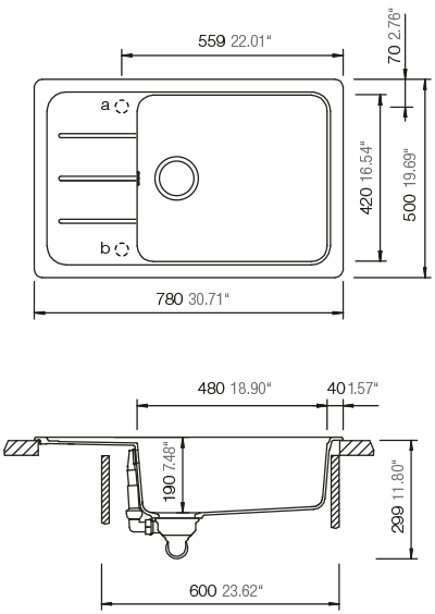 Set 24-9 dřez Formhaus D-100LS + baterie Epos Chrom 540120