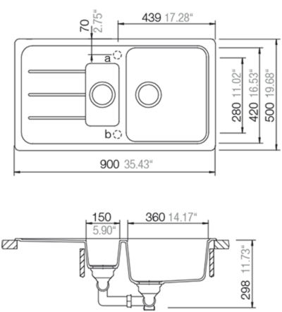 Set 26-4 dřez Formhaus D-150L + baterie Epos barevná 540120