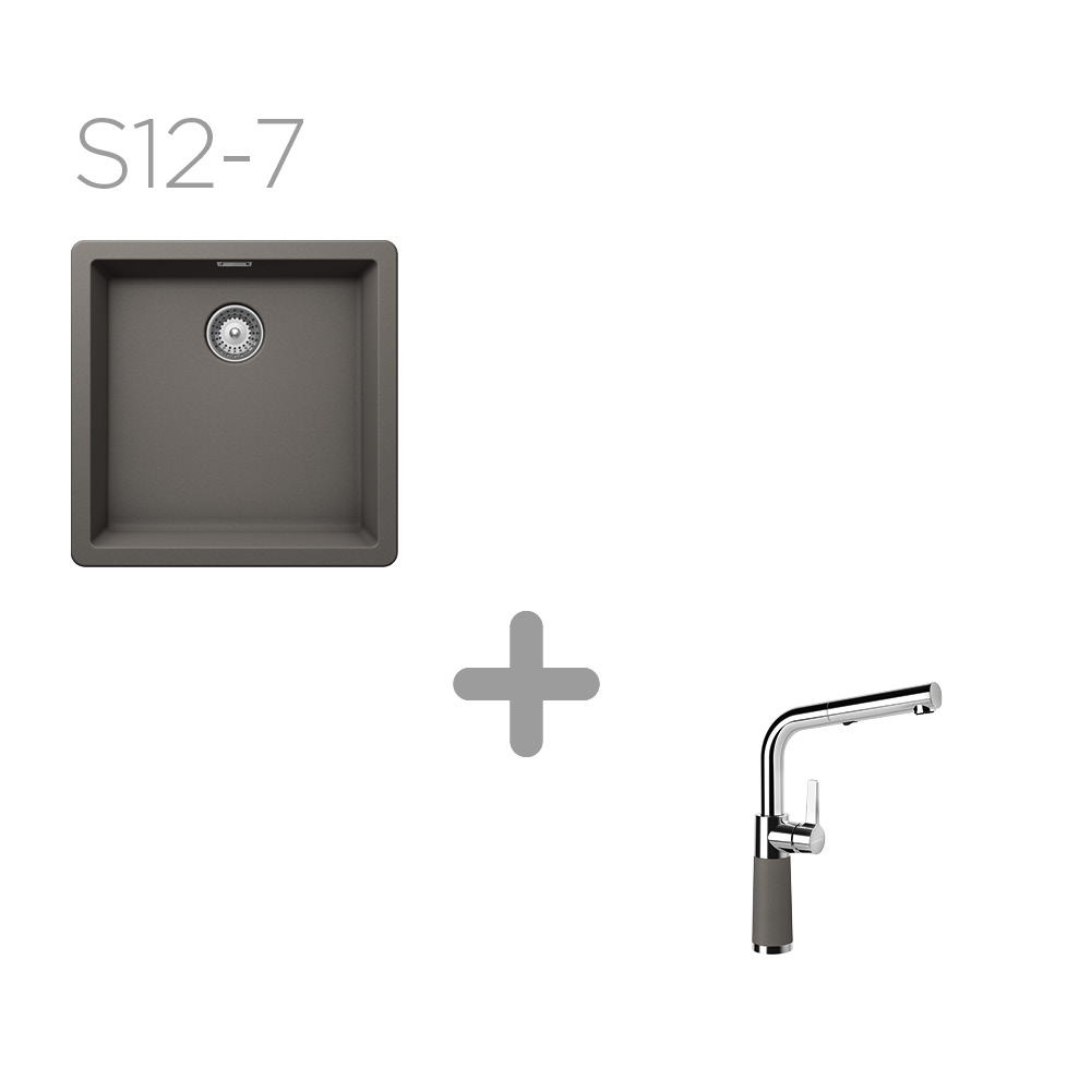 Set 12-7 Dřez Greenwich N-100 + kuchyňská baterie SC-540 Barevná 557120