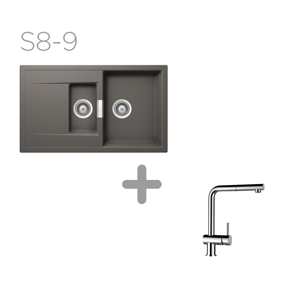 Set 8-9 Dřez Mono D-150 + kuchyňská baterie Epos Chrom 540120