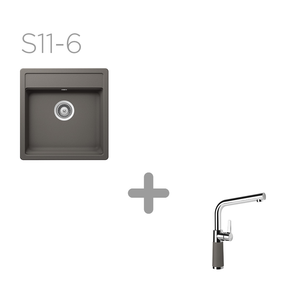 Set 11-6 Dřez Mono N-100S + kuchyňská baterie SC-540 Barevná 557000