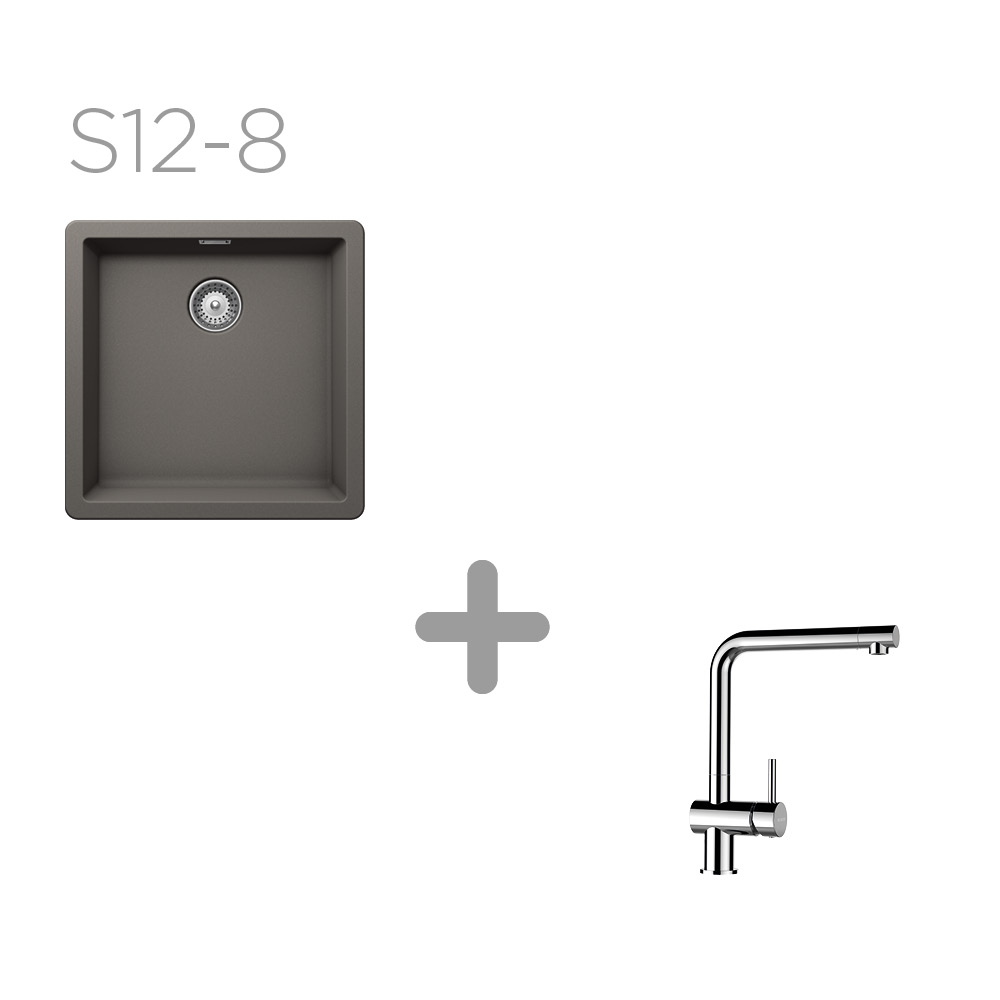 Set 12-8 Dřez Greenwich N-100 + kuchyňská baterie Epos chrom 540000