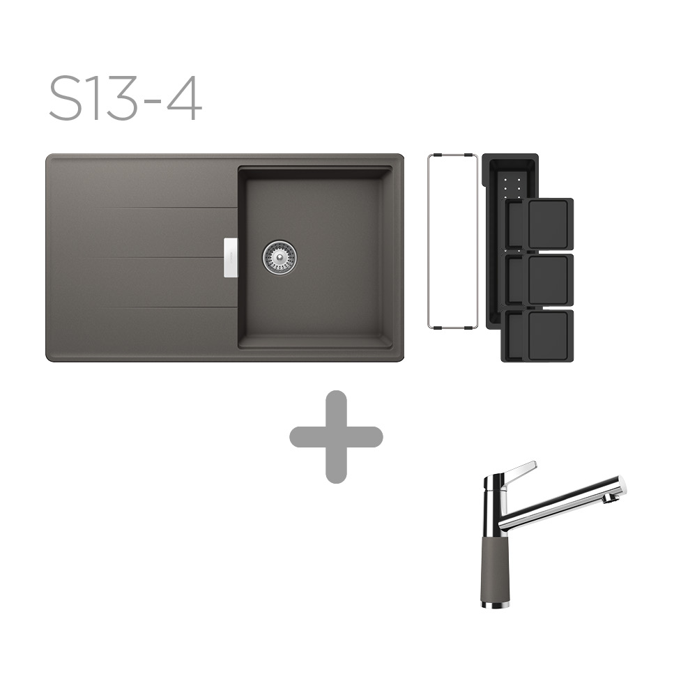 Set 13-4 dřez Tia D-100 +  baterie SC-510 barevná 554000