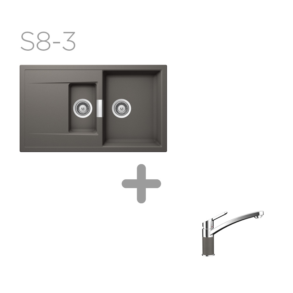 Set 8-3 Dřez Mono D-150 + kuchyňská baterie SC-90 Barevná 598000