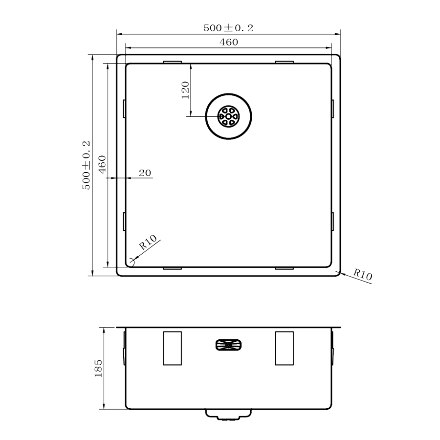 NEREZOVÝ DŘEZ CARESSI POWERPLUG CAPP46D46R10