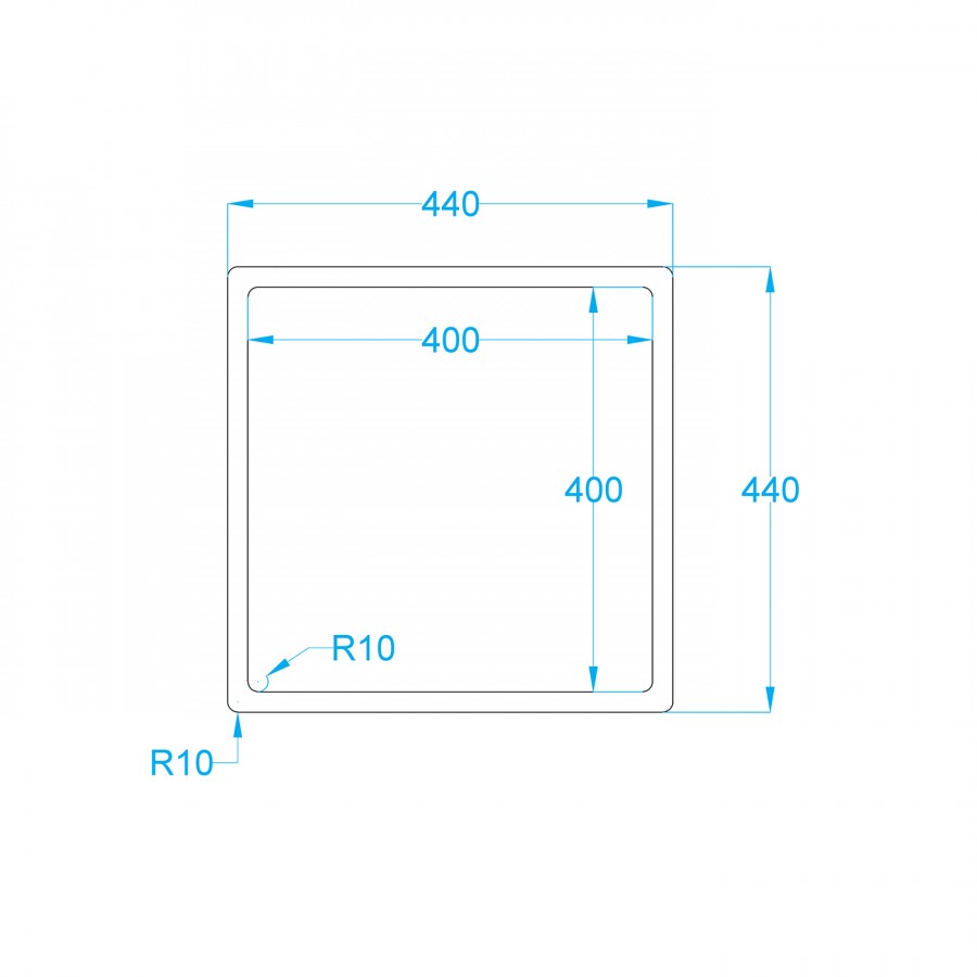 NEREZOVÝ DŘEZ CARESSI S ČTVERCOVOU VÝPUSTÍ CA40Q10