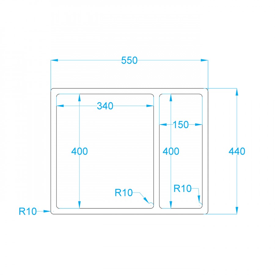 NEREZOVÝ DŘEZ CARESSI S ČTVERCOVOU VÝPUSTÍ CA3415Q10