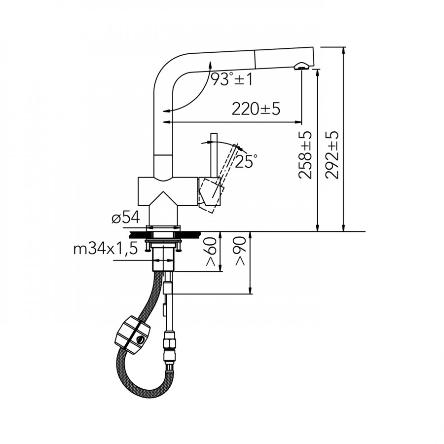 CHROMOVANÁ BATERIE CARESSI CA108CHU ECO PLUS S VÝSUVNOU KONCOVKOU