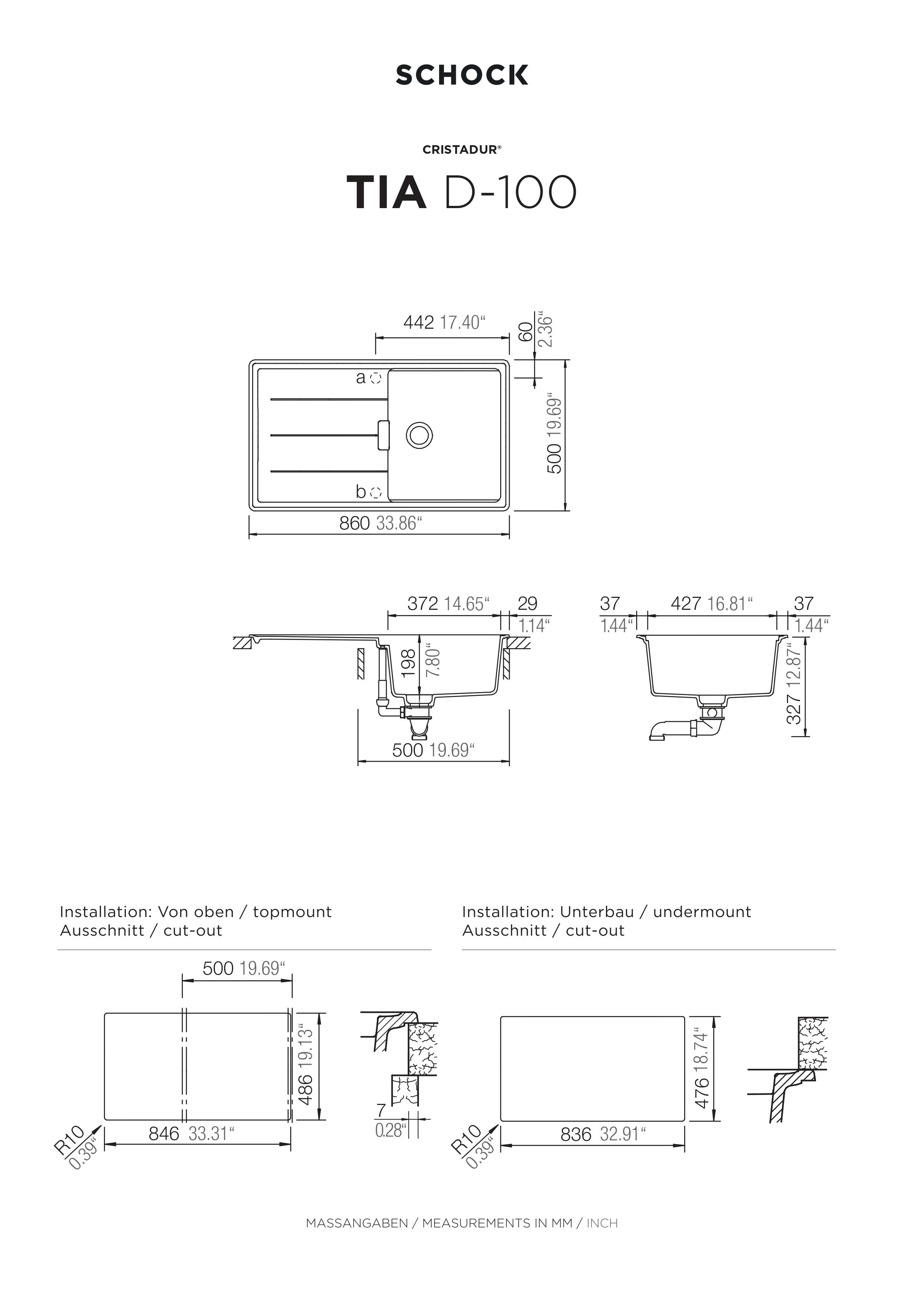 Set 13-3 dřez Tia D-100 +  baterie SC-90 barevná 598000